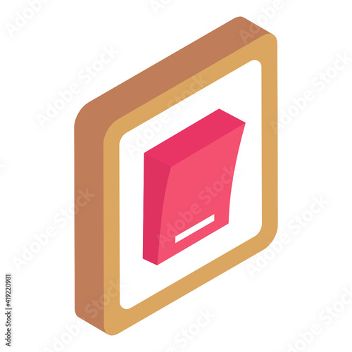 
Electric button icon in isometric design, vector style of switch buttons

