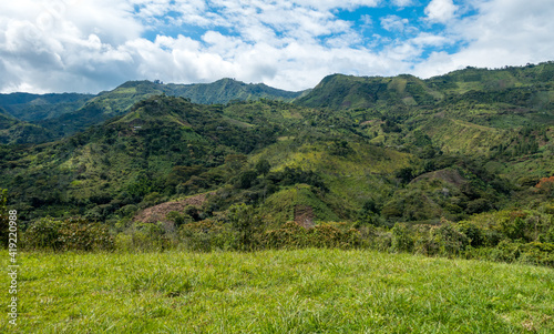 Green landscape in the Colombian Highlands, Andes Mountains, Tierradentro, Colombia, South America