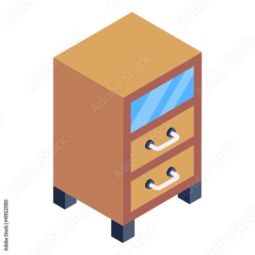 
Editable isometric design of drawer table icon

