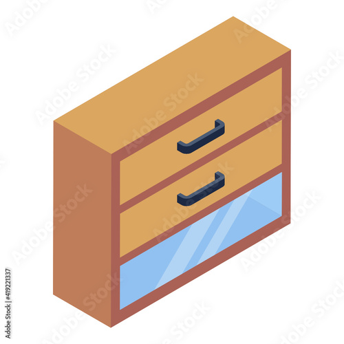 
Editable isometric design of drawer table icon


