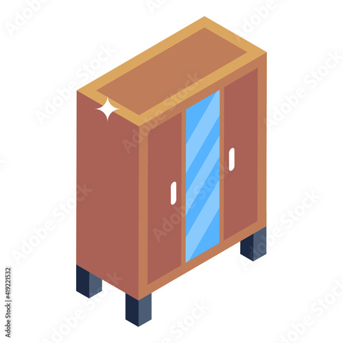 
An isometric style icon of almirah 

