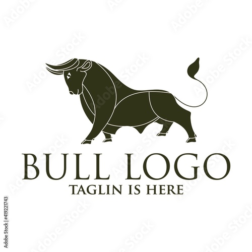 bull line toro art outline monoline linear logo vector icon, Angry Bull or Taurus Logo Mascot. Vector Illustration.