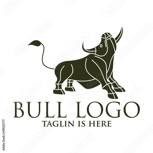 bull line toro art outline monoline linear logo vector icon, Angry Bull or Taurus Logo Mascot. Vector Illustration.