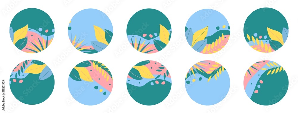 Set of abstract highlights templates for social media. Doodle shapes in contemporary style. Vector illustration. Set of abstract highlights templates for social media. Doodle shapes in contemporary style. Vector illustration.