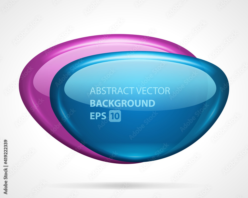 Geometric ovals abstract vector banner background. Liquid glass discs with purplr and blue bright gradient. Geometric ovals abstract vector banner background. Liquid glass discs with purplr and blue bright gradient.