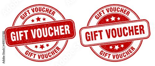 gift voucher stamp. gift voucher label. round grunge sign