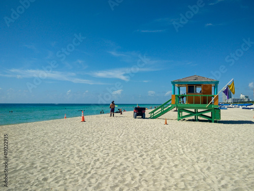 Lifeguard cabin on South Beach in Miami, Florida, United States © Michel