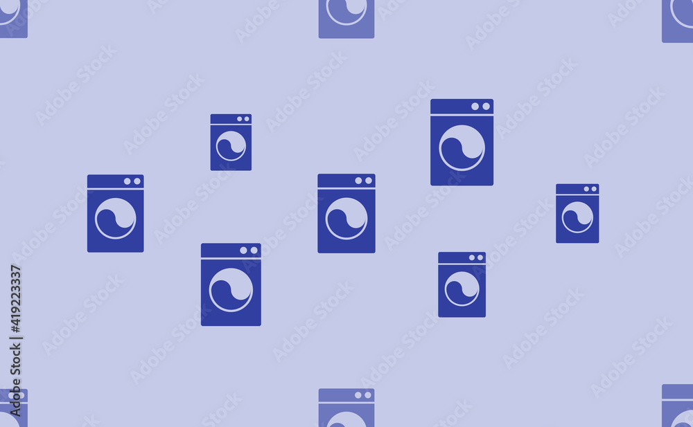 Seamless pattern of large isolated blue washer symbols. The pattern is divided by a line of elements of lighter tones. Vector illustration on light blue background Seamless pattern of large isolated blue washer symbols. The pattern is divided by a line of elements of lighter tones. Vector illustration on light blue background
