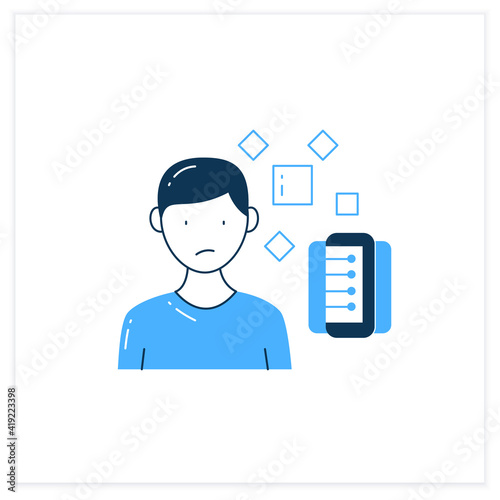 Unrelated Information flat icon. Pieces of unrelated info. Contamination information space supply with irrelevant info.Information overload concept. Vector illustration