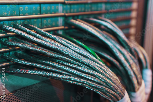 Technological wires in a metal sheath are laid in a cable channel to transmit voltage and impulses from sensors.