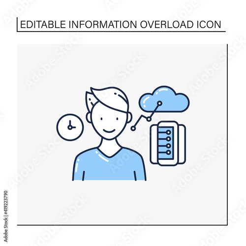 Information age line icon. Opportunities for individuals to process information freely and have instant access to knowledge. Information overload concept.Isolated vector illustration.Editable stroke