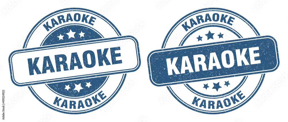 karaoke stamp. karaoke label. round grunge sign