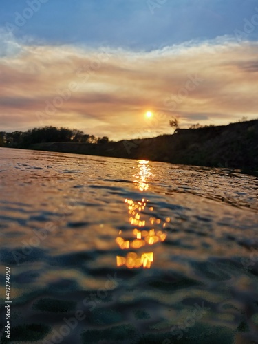 sunset over the lake