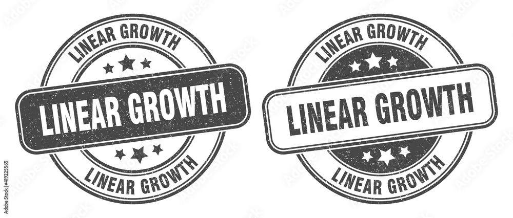 linear growth stamp. linear growth label. round grunge sign linear growth stamp. linear growth label. round grunge sign