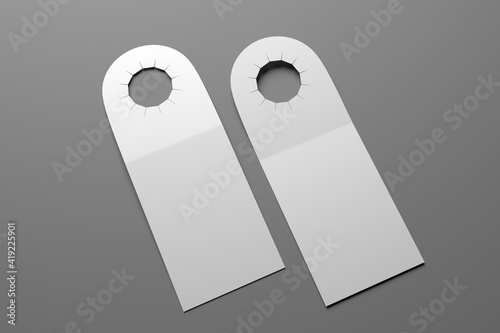 Blank bottle pop out neck hanger promotion label tag for branding design, 3d render