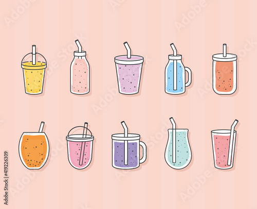 smoothies icons set