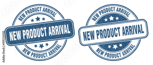 new product arrival stamp. new product arrival label. round grunge sign