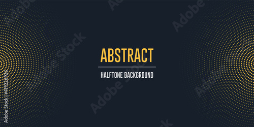 Halftone abstract banner in black and yellow color. Eps10 vector.
