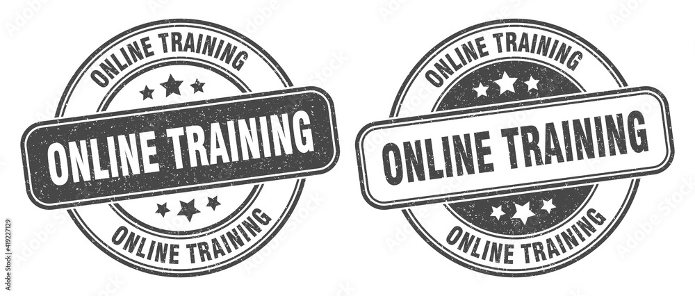 Obraz premium online training stamp. online training label. round grunge sign