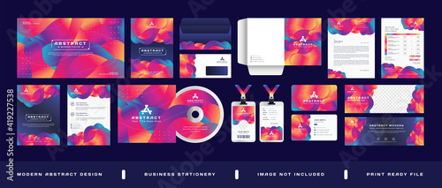 Modern abstract business corporate identity stationery  set gradient with blue navy color