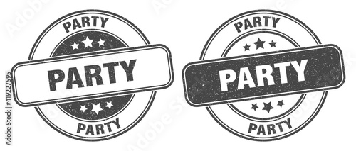 party stamp. party label. round grunge sign