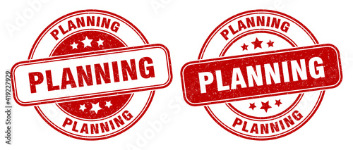 planning stamp. planning label. round grunge sign