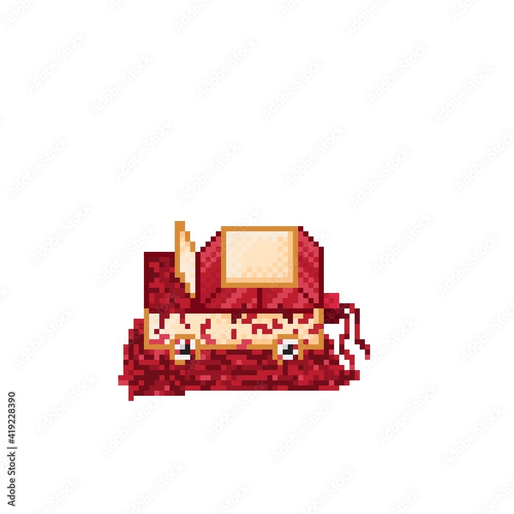 Naklejka premium Horror car pixel art. Happy Halloween. Vector illustration.