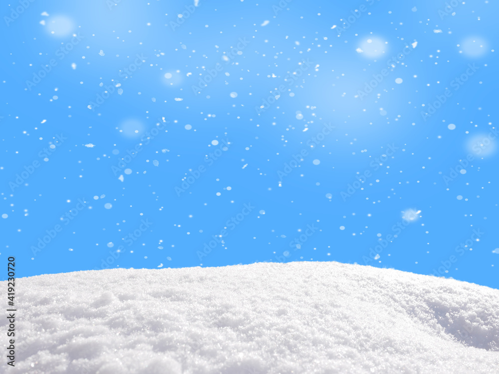 custom made wallpaper toronto digitalwinter and christmas background with snow mountain and snowflakes on blue background. snowfall border or banner for christmas, xmas and new year design