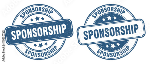 sponsorship stamp. sponsorship label. round grunge sign