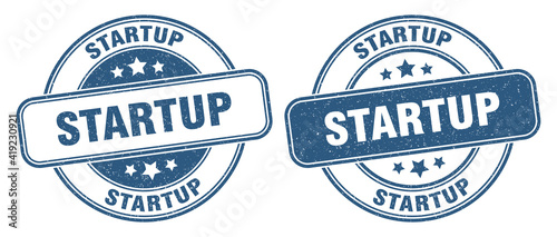 startup stamp. startup label. round grunge sign