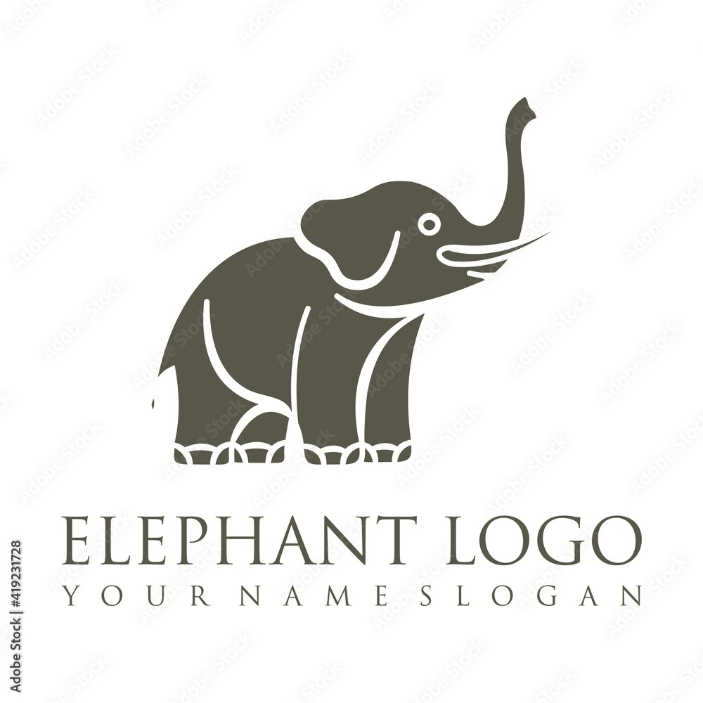 Elephant outline logo, simple vector illustration of the elephant. Elegant one line lucky elephant for children ur business usage. Outlined baby elephant, wildlife or zoo. Elephant outline logo, simple vector illustration of the elephant. Elegant one line lucky elephant for children ur business usage. Outlined baby elephant, wildlife or zoo.