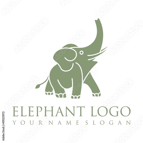 Elephant outline logo, simple vector illustration of the elephant. Elegant one line lucky elephant for children ur business usage. Outlined baby elephant, wildlife or zoo.