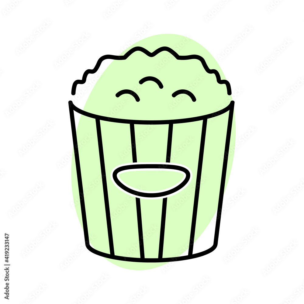 Popcorn for movie flat icon. Pictogram for web. Line stroke. Isolated on white background. Vector eps10 Popcorn for movie flat icon. Pictogram for web. Line stroke. Isolated on white background. Vector eps10