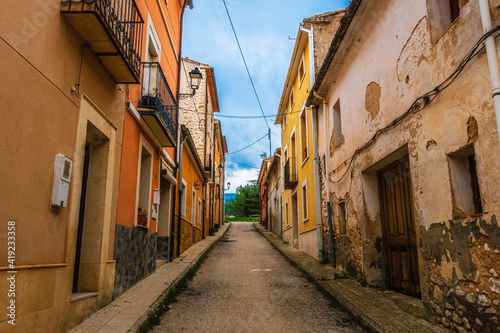 Fototapeta Naklejka Na Ścianę i Meble -  Main street of the small town of -La Sarga- in Alicante (Spain).