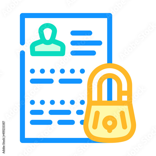 personal data protection color icon vector illustration