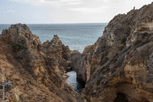 Atlantic coast cliffs and rocks on the beaches of the Algarve