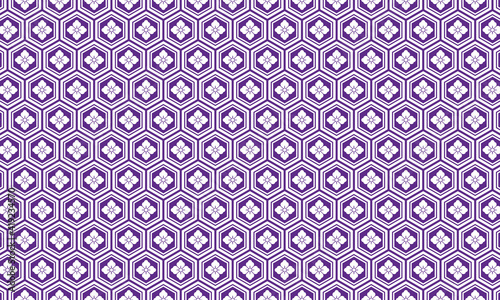 和柄 亀甲模様 シームレスパターン 紫
