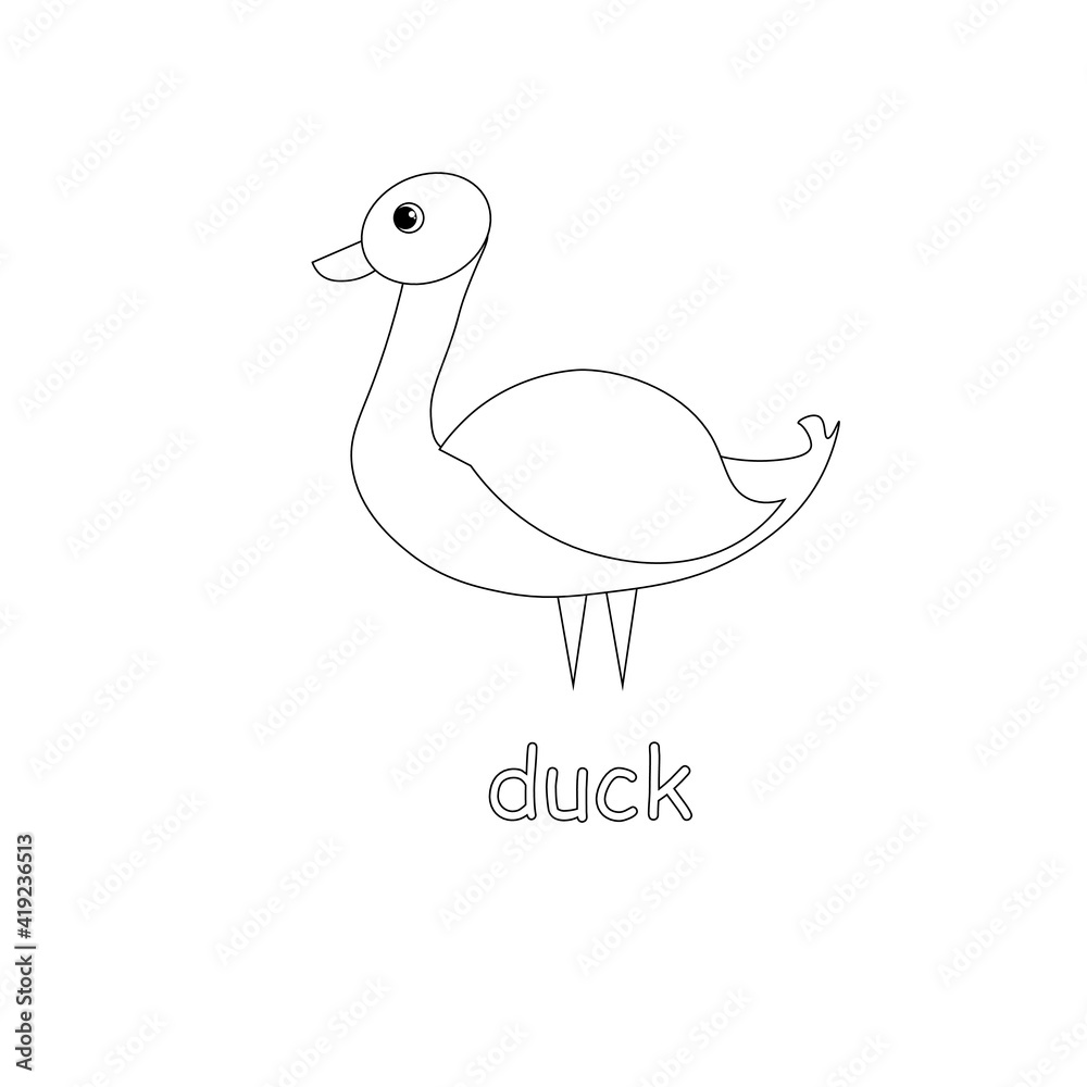 Dack cartoon monochrome sketch art design element farm animal stock vector illustration for web, for print, for coloring book Dack cartoon monochrome sketch art design element farm animal stock vector illustration for web, for print, for coloring book