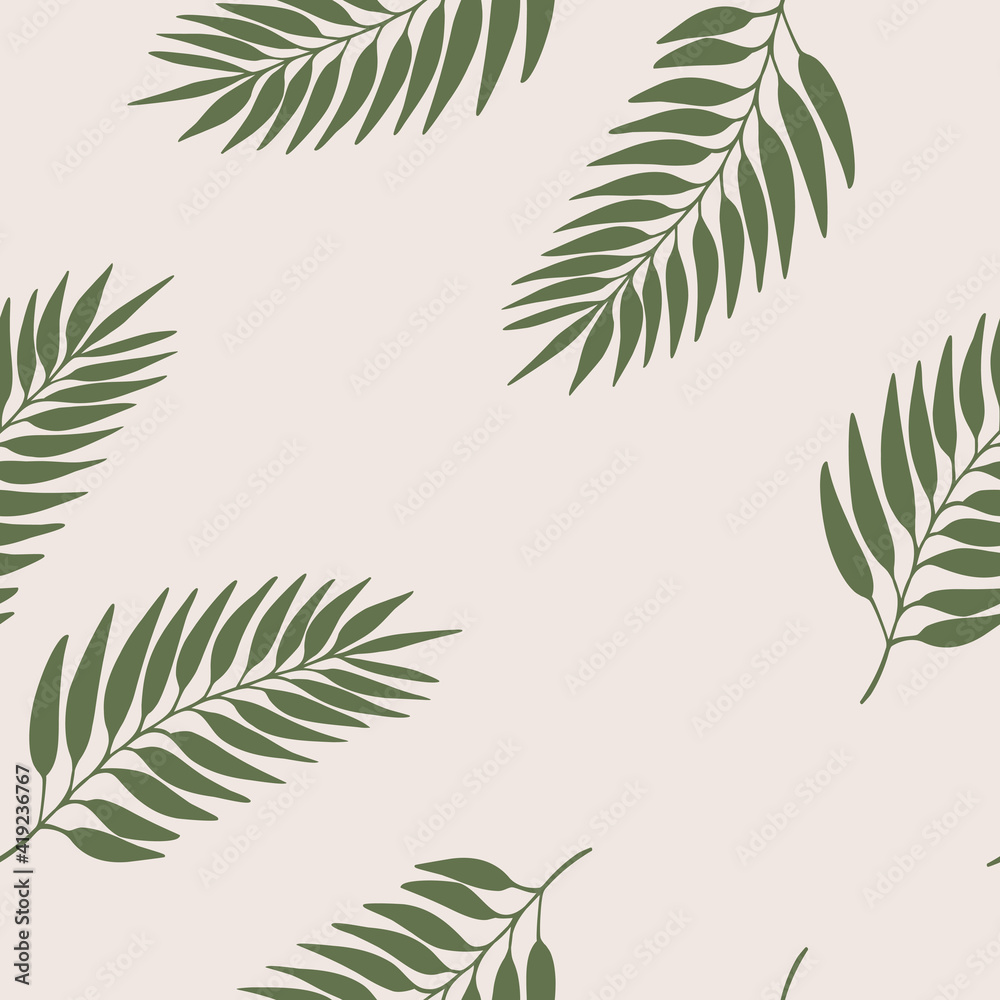 Floral seamless with hand drawn color leaves. Cute autumn background. Tropic blue branches. Modern floral compositions. Fashion vector stock illustration for wallpaper, posters, card, fabric, textile