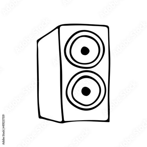 Doodle speakers icon. Hand drawn speakers icon in vector. Speakers illustration. Doodle loudspeakers icon in vector