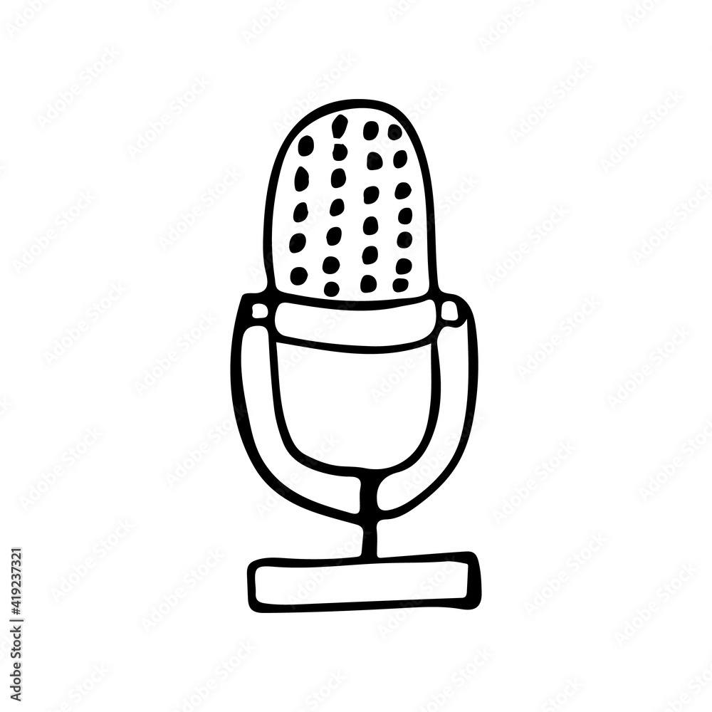 Doodle microphone icon in vector. Hand drawn microphone icon in vector. Doodle microphone illustration in vector Doodle microphone icon in vector. Hand drawn microphone icon in vector. Doodle microphone illustration in vector