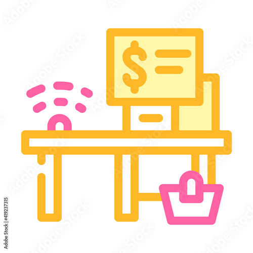self-service checkout color icon vector illustration line