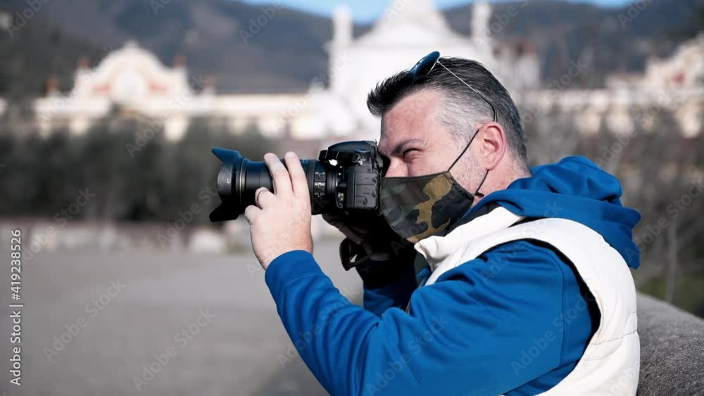 Photographers taking pictures of natural landscape