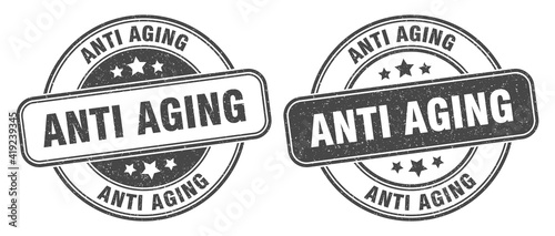 anti aging stamp. anti aging label. round grunge sign
