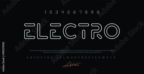 Modern Alphabet Font. Typography urban style fonts for technology, digital, movie logo design. vector illustration