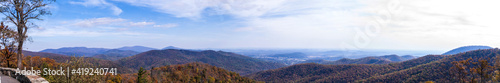 panoramic shot of the BlueRidge Mountains as seen in one of the overlooks in Shenandoah national park in Virginia