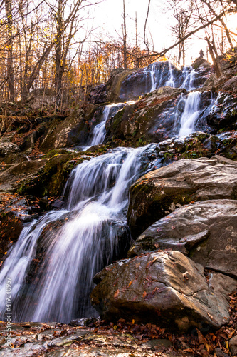 peaceful streams in Dark Hallow Falls trails in  Shenandoah national park in Virginia during autumn.