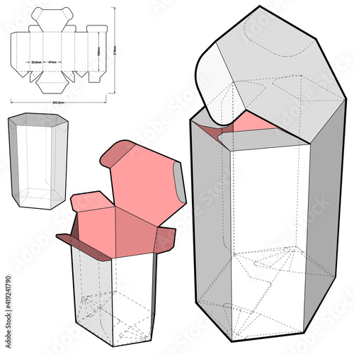 Hexagonal self asembly and Die-cut Pattern. The .eps file is full scale and fully functional. Prepared for real cardboard production.