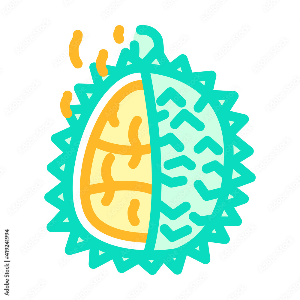 Fototapeta premium durian smell color icon vector illustration line