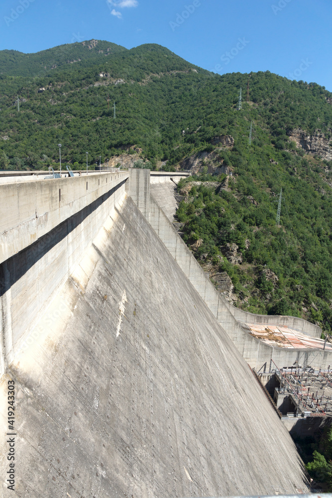 Dam of Vacha Reservoir, Rhodope Mountains, Bulgaria Dam of Vacha Reservoir, Rhodope Mountains, Bulgaria